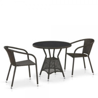 Настоящее фото товара Комплект мебели Спринг, коричневый, 2 стула, круглая столешница, произведённого компанией ChiedoCover