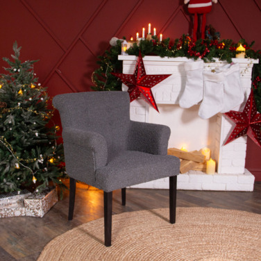 Фотография в интерьере товара Кресло Лаура, букле Dark Grey, бук морилка черная от компании ChiedoCover.