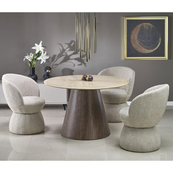 Стол обеденный Segment, травертин, орех - фото 2