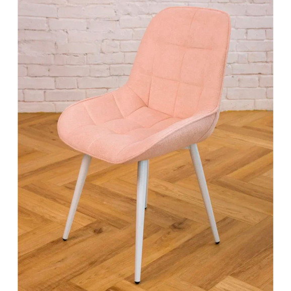 Стул Мускус, металл круглый профиль, букле, розовый, белый - фото 3