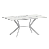 Настоящее фото товара Стол раздвижной Сири 1200+300, мрамор белый, белый муар, произведённого компанией ChiedoCover