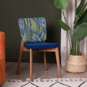 Фотография в интерьере товара Стул Safir, спинка жаккардовая ткань Хербл синий от компании ChiedoCover.