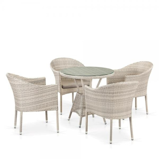 Комплект плетеной мебели Майкао, латте, 4 стула, круглая столешница - фото 1