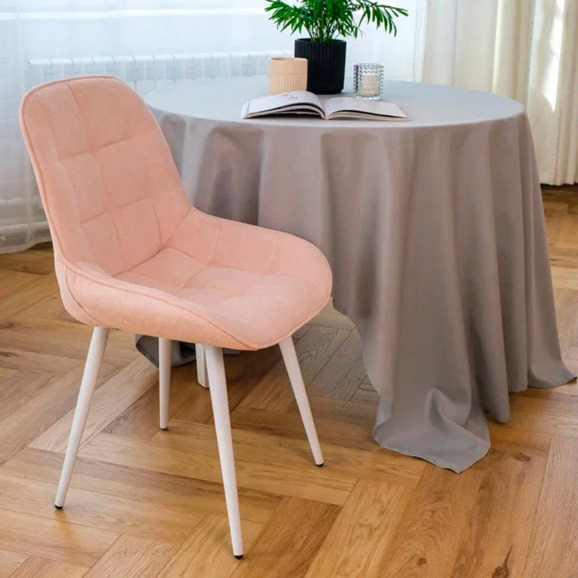 Стул Мускус, металл круглый профиль, букле, розовый, белый - фото 7