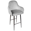 Кресло Сета, барные ножки, светло-серый, черный, велюр
