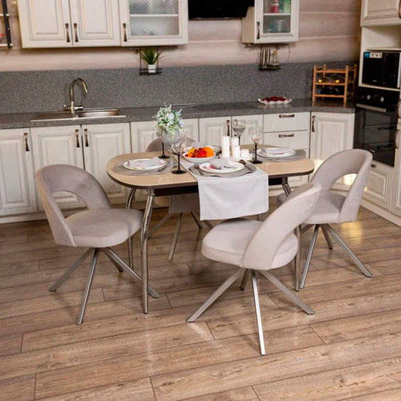 Стул Пиннате, пирамида, светло-серый, серебро, велюр - фото 4