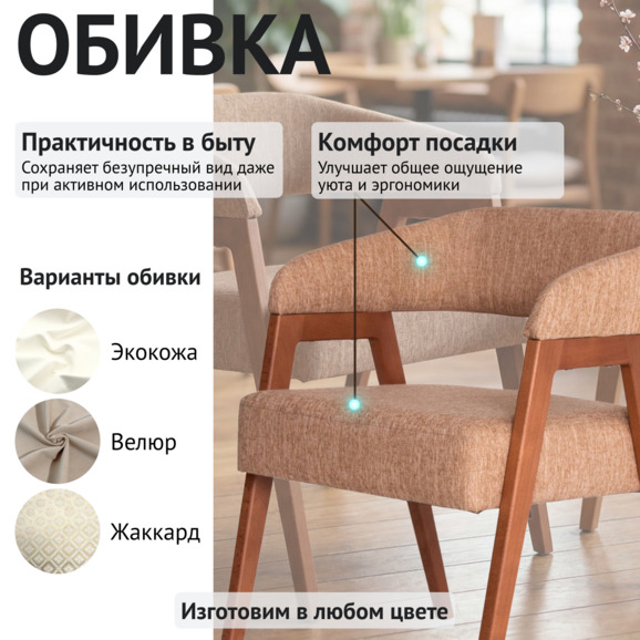 Стул Рикко, рогожка Бинго 32, бук морилка светлый орех Стул Рикко, рогожка Бинго 32, бук морилка светлый орех - фото 3