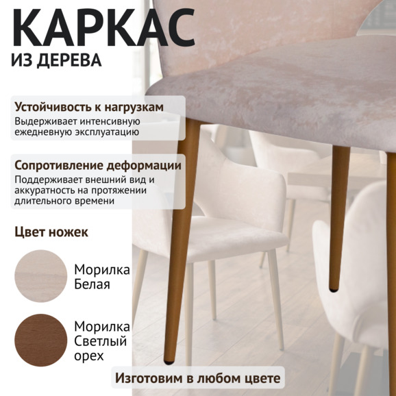 Стул Аква, велюр Монако 01, металл 32*18 РАЛ 1036 муар - фото 4