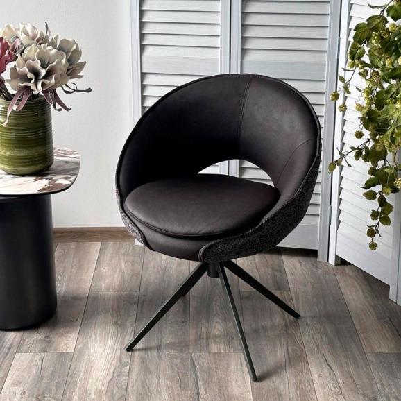 Стул ANABEL 360 град. поворот Черный Maison 99# / OTE COBBLE 457 / серый каркас - фото 7