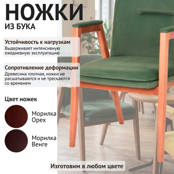 Стул Бали, спинка шенилл Онтарио бамбо, велюр Тедди 023, ножки бук - фото 4