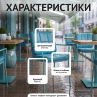 Фотография Стул Лион с подлокотниками и подушкой 02, экокожа Пастель Блю Фотография товара Стул Лион с подлокотниками и подушкой 02, экокожа Пастель Блю от компании ChiedoCover.