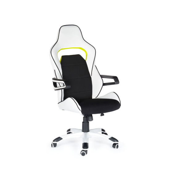 Кресло офисное / Джокер Z  / (black+white) черно-белый пластик / черная ткань / белая экокожа - фото 1