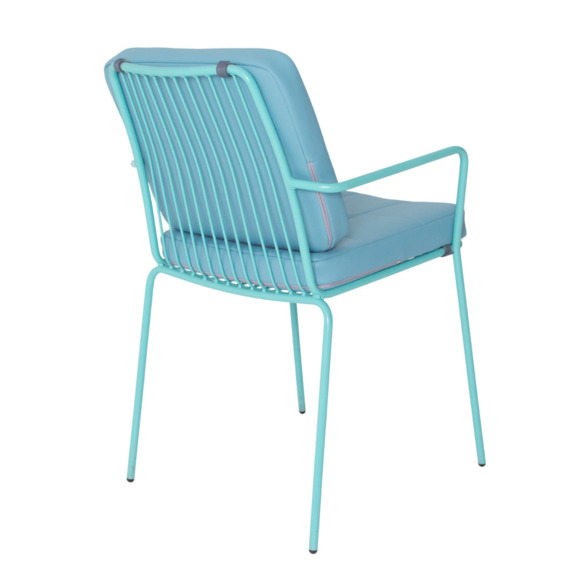 Стул Лион с подлокотниками и подушкой, экокожа Pastel Blue - фото 8