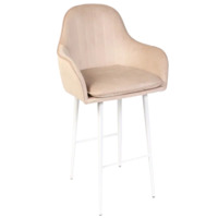 Настоящее фото товара Кресло Сета, барные ножки, бежевый, белый, велюр, произведённого компанией ChiedoCover