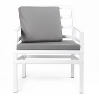 Настоящее фото товара Кресло пластиковое с подушками Aria, белый, серый, произведённого компанией ChiedoCover