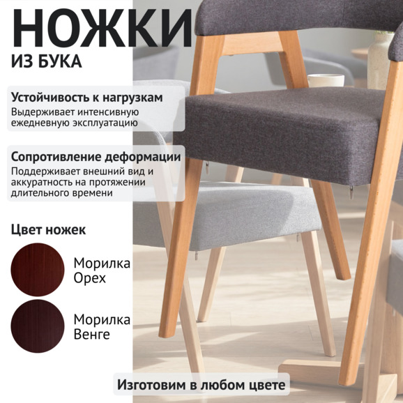 Стул Рикко, рогожка Солта Граунд, ножки бук под лак - фото 4