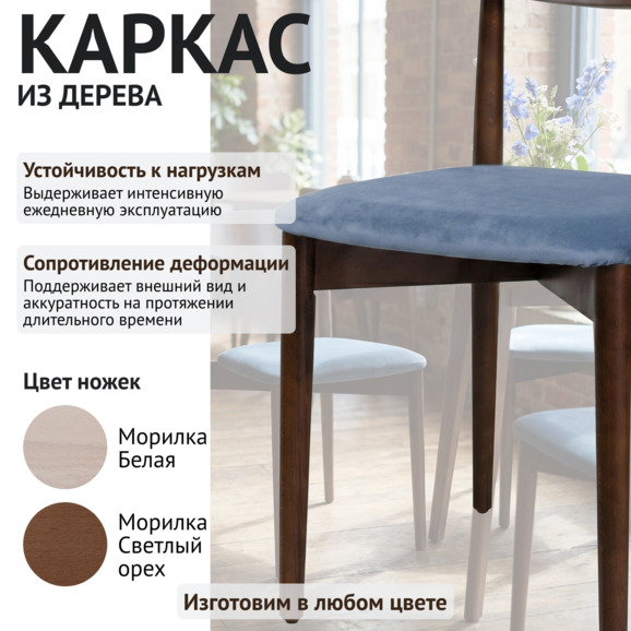 Стул Роквелл, велюр Велютто 12, морилка венге - фото 4