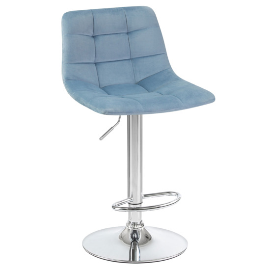 Барный стул Гардур, велюр голубой - фото 1