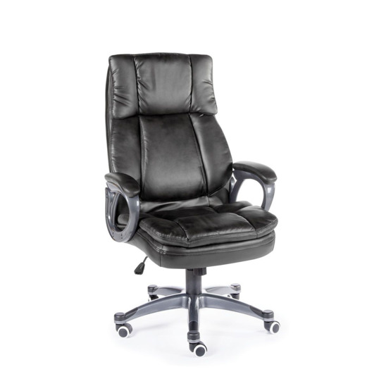 Кресло офисное / Мэдисон / (black) серый пластик / черная экокожа - фото 1