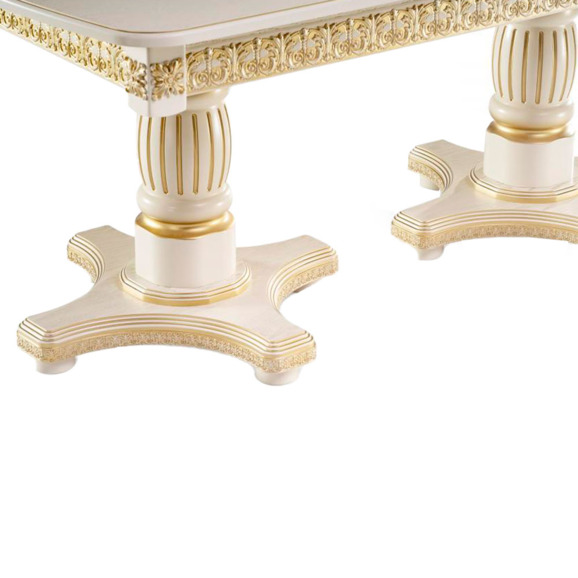 Деревянный стол Морнит 180(240)х100х76 слоновая кость / золото - фото 9