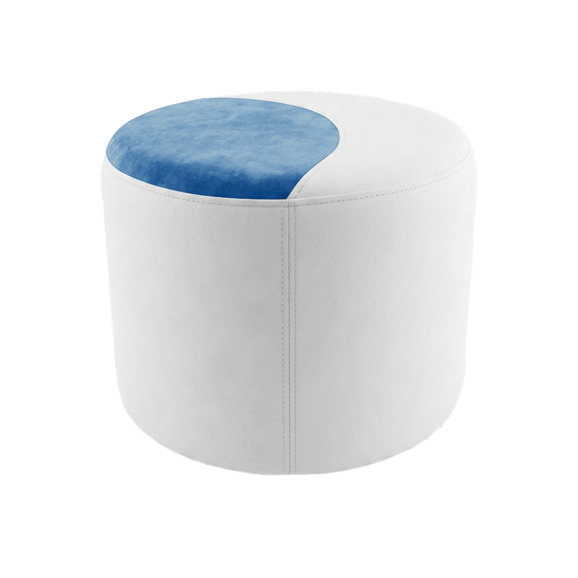 Пуф Кругси, велюр белый, голубой - фото 1