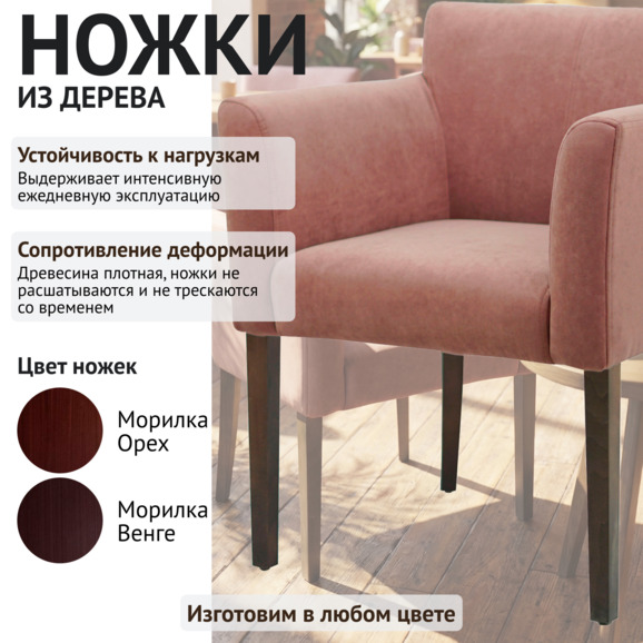 Кресло Камила, пыльно-розовый велюр - фото 4