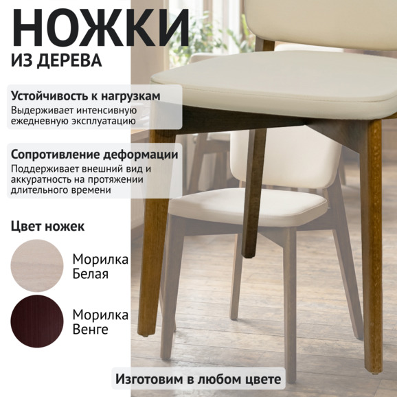 Стул Сафир, велюр Велютто-04 светло-бежевый, светлый орех - фото 4