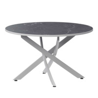 Настоящее фото товара Стол нераздвижной Лид, 900мм, даркстоун, белый муар, произведённого компанией ChiedoCover