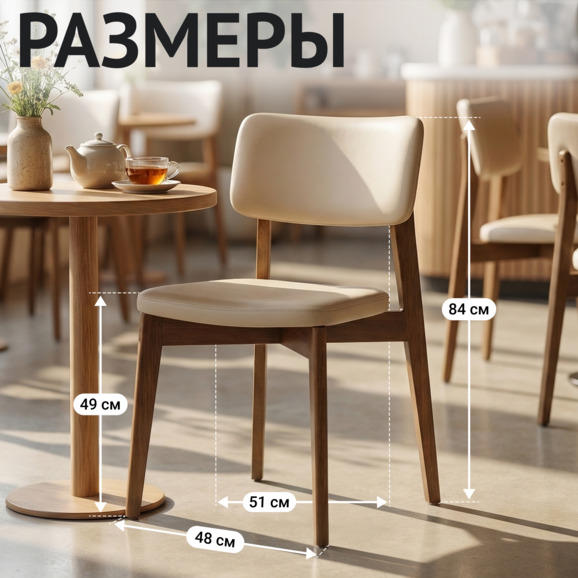 Стул Топас, экокожа люкс крем светло-бежевый, светлый орех - фото 5