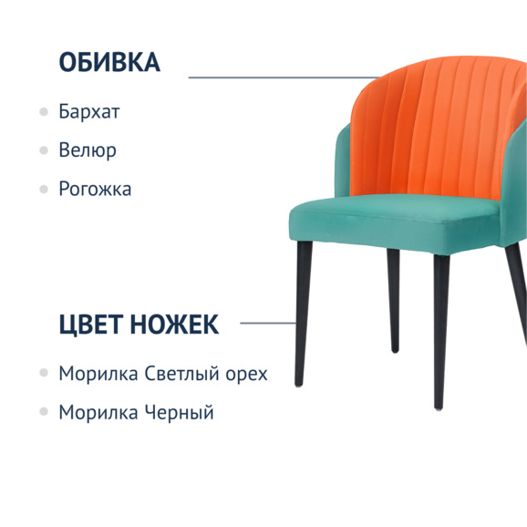 Полукресло Лилия, оранжево-голубой - фото 2