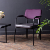 Фотография в интерьере товара Стул Mix, сиденье экокожа Space Graphite, спинка велюр Velutto 25, ножки бук, морилка черная, каркас RAL 9005 от компании ChiedoCover.