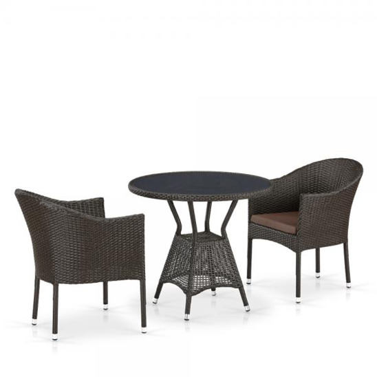 Комплект мебели Энфилд, коричневый, 2 стула, круглая столешница - фото 1