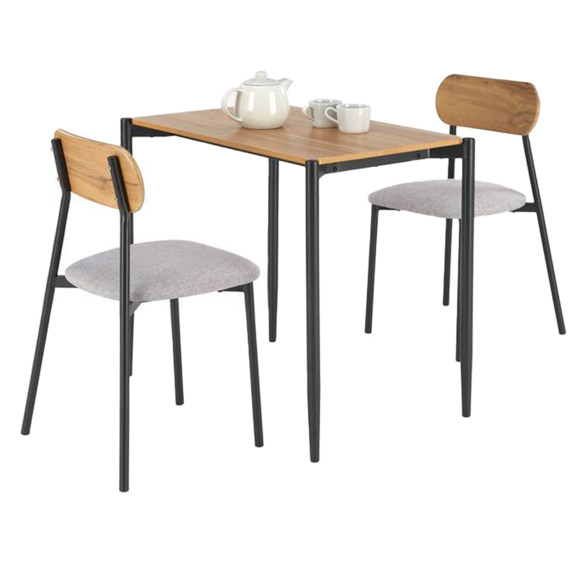 Комплект Poise, стол + 2 стула, черный, серый Комплект Poise, стол + 2 стула, черный, серый - фото 1