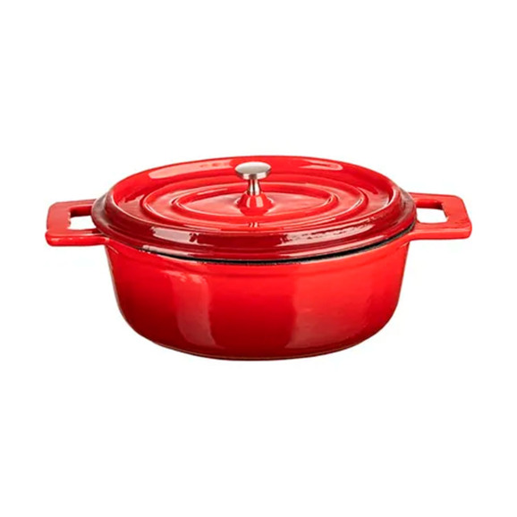 Кастрюля для запекания, с крышкой, овальная, чугун, 0,8 л, 14 см, красный - фото 4