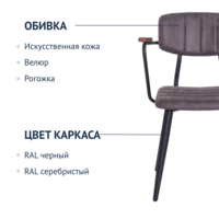 Фотография товара Стул Kato с подлокотниками, велюр, массив бука от компании ChiedoCover.