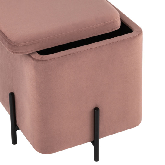 Пуф Грейс квадрат с ящиком велюр пыльно-розовый - фото 4