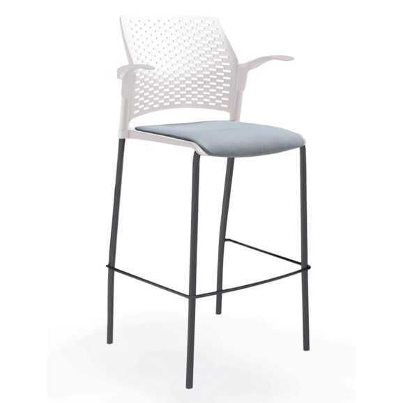 Стул Ревайнд барный с мягким сиденьем и подлокотниками, белый, черный - фото 2