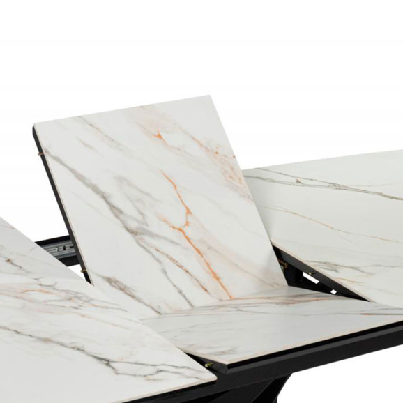 Керамический стол Риполь 160(205)х89 белый с прожилками gilt white / черный - фото 4