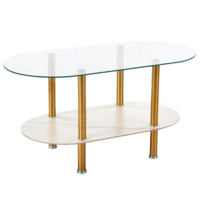 Настоящее фото товара Стол журнальный Apogee, белый мрамор, прозрачный, золотой, произведённого компанией ChiedoCover