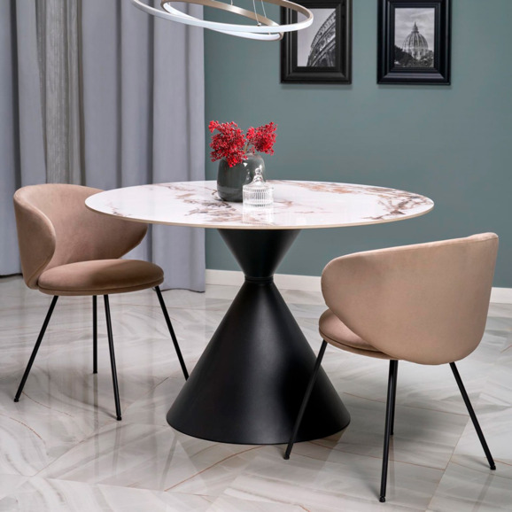Стол обеденный Aureole, белый мрамор, черный - фото 3