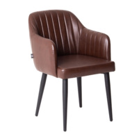 Настоящее фото товара Стул Тюльпан, экокожа Galaxy Brown, ножки металл 40*20 RAL 9005, произведённого компанией ChiedoCover