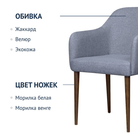 Стул Тюльпан без отстрочки, серый, ножки коричневые - фото 7
