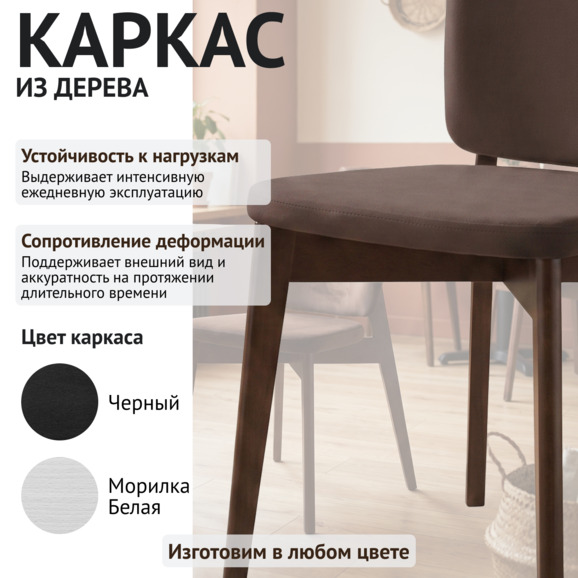 Стул Сафир, велюр Коннект 36, ножки бук, морилка старинный орех - фото 4