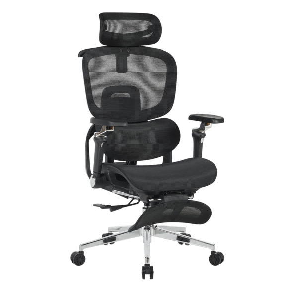 Кресло офисное TopChairs Prodigy с оттоманкой, черный - фото 1