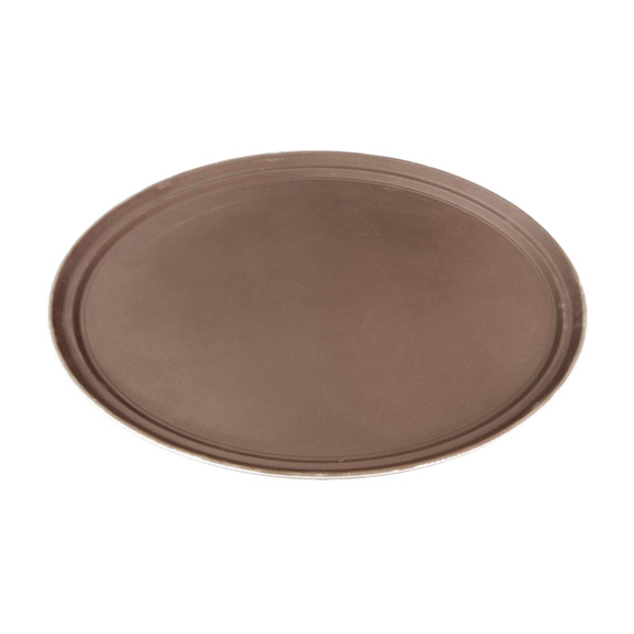 Поднос прорезиненный коричневый, овальный - фото 1