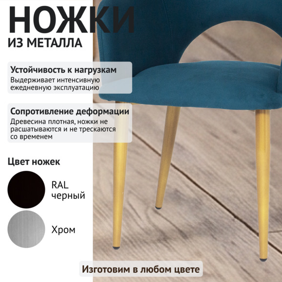 Стул Аква, синий велюр - фото 4