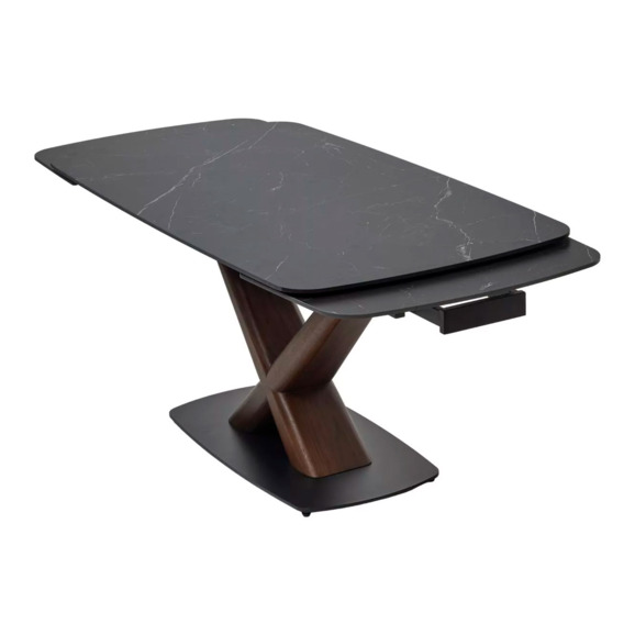 Стол Blanco 160, matt black marble solid ceramic, орех - фото 6