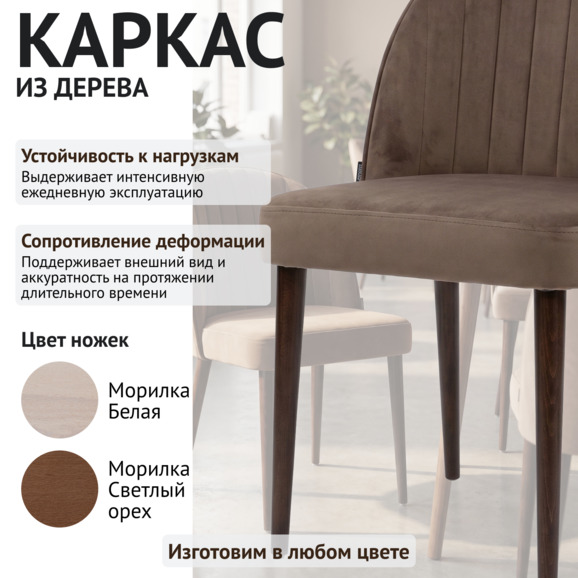 Стул Тони, велюр Селеста 43, морилка старинный орех - фото 4