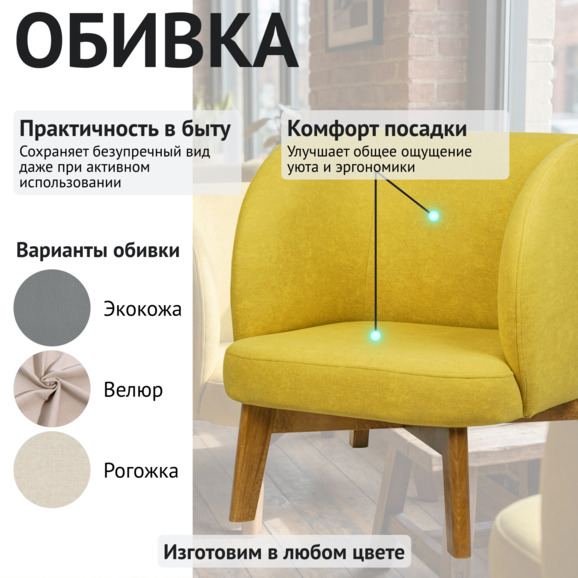 Кресло Даш, горчичный - фото 3