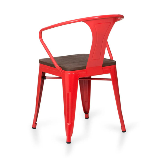 Стул Tolix Stan, красный, коричневое сиденье - фото 4